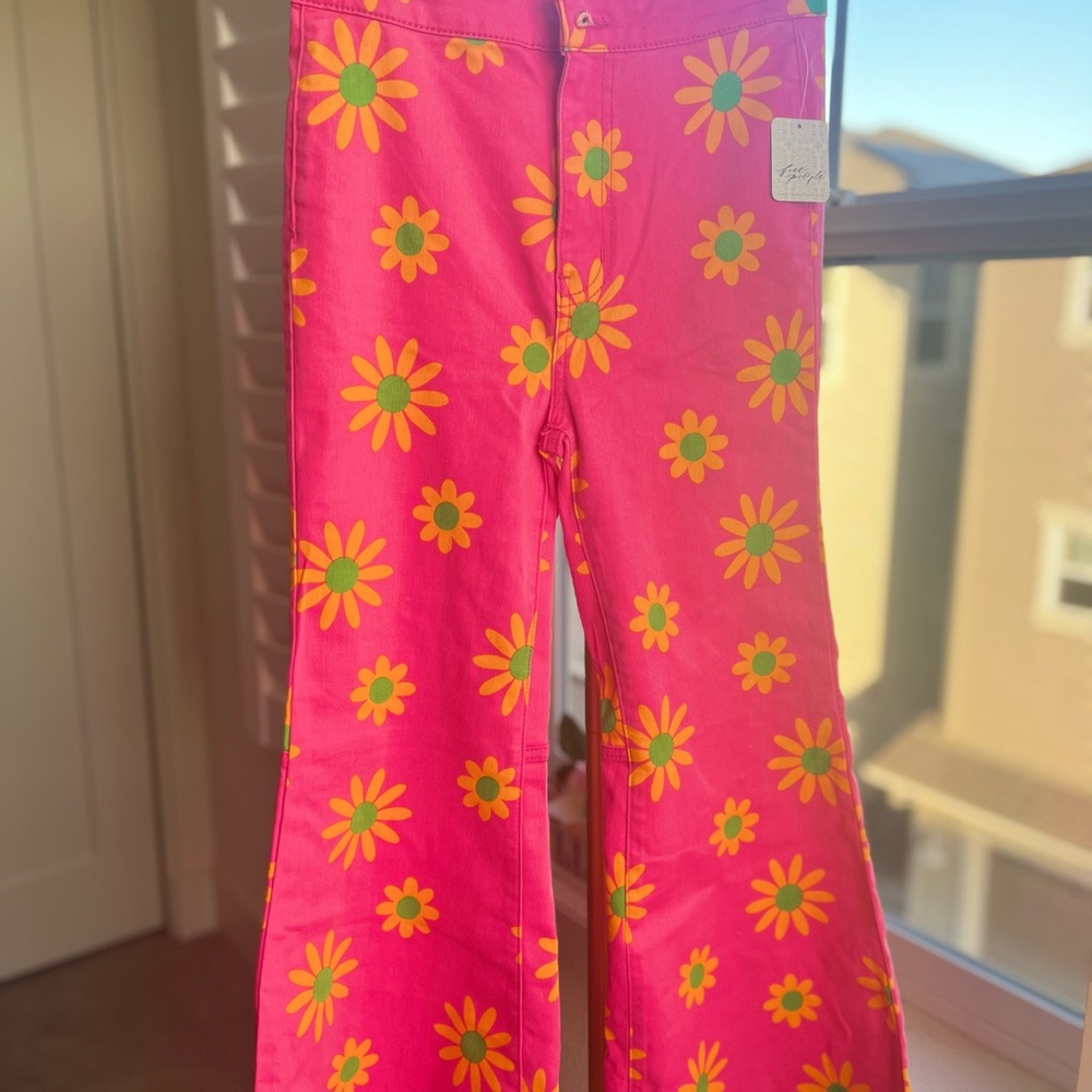 Free people floral boot cut and flare pants
